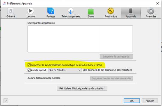 desactiver synchronisation mail iphone